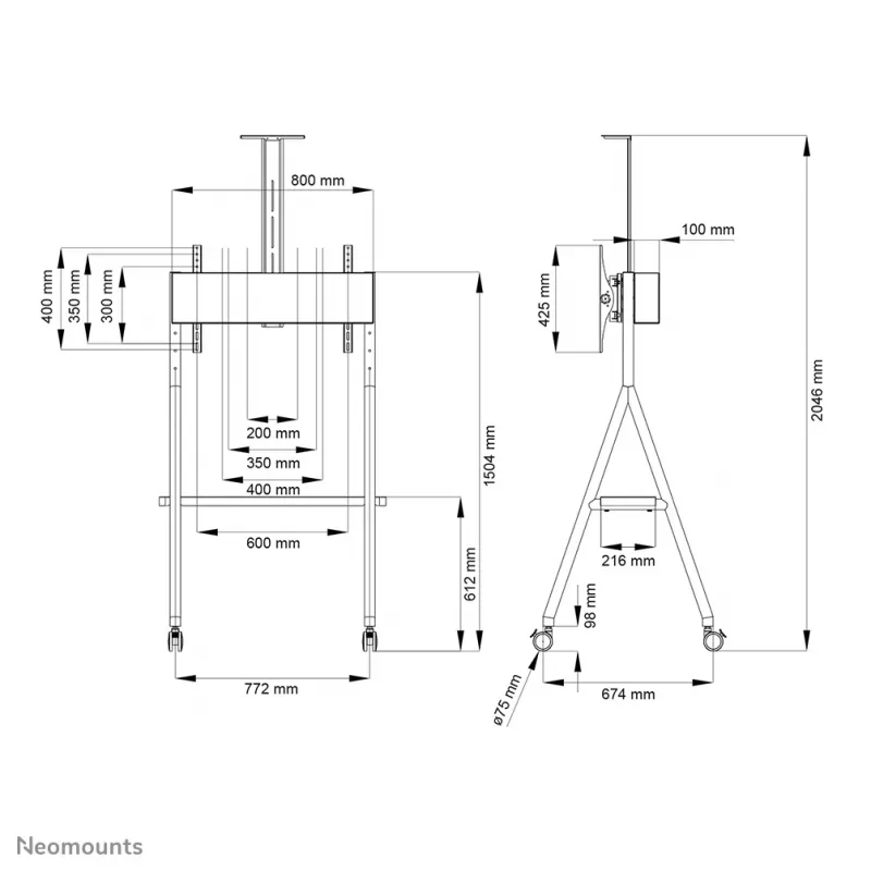 Neomounts NS-M1500WHITE Βάση TV με ροδάκια 32-65 ίντσες