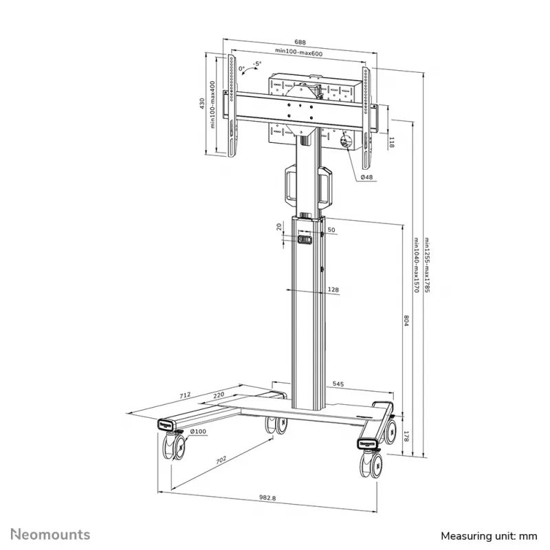 Neomounts FL50S-825WH1 Τρόλεϊ TV 37-75 ίντσες - TÜV