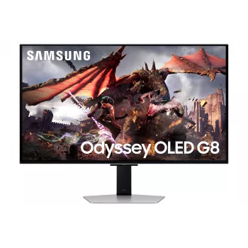 Samsung Odyssey OLED G8 G80SD LS32DG802SUXDU gaming οθόνη, 32 ίντσες (81,3 cm) OLED, 4K UHD 3840 x 2160, 240 Hz, 0,03 ms, HDR10, 2x HDMI, DisplayPort, USB 3.0 hub, ρυθμιζόμενο ύψος, pivot, ασημί