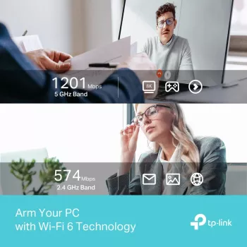 Ασύρματος προσαρμογέας USB-WLAN TP-LINK Archer TX35U PLUS — WLAN 6 Dualband 1201 Mbit/s, τροφοδοτούμενος από USB, μαύρος
