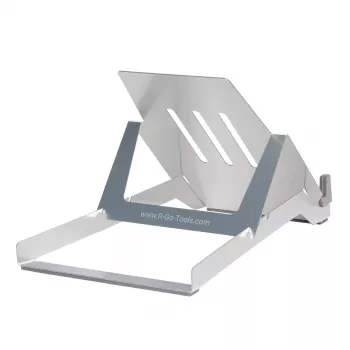 R-Go Tools Βάση laptop R-Go Riser Basic, αναδιπλούμενη και ρυθμιζόμενη βάση laptop, Αλουμίνιο, ασημί