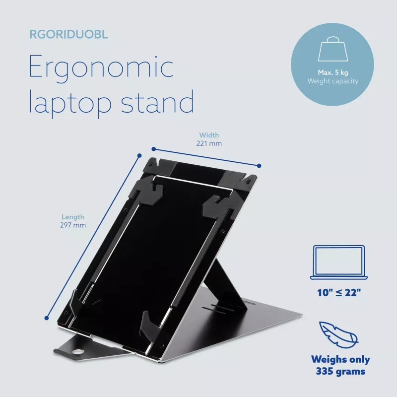 R-Go Tools Βάση tablet και laptop R-Go Riser Duo, κατάλληλη για οθόνη 10–22 inch, μαύρη