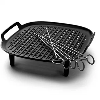 Philips Airfryer αξεσουάρ HD9959/00 Grill-Kit XXL, σχάρα & σούβλες, Philips, HD9285, HD963X, HD965X, HD975X, HD976X, HD986X, HD987X, αλουμίνιο, μέταλλο, 213 mm
