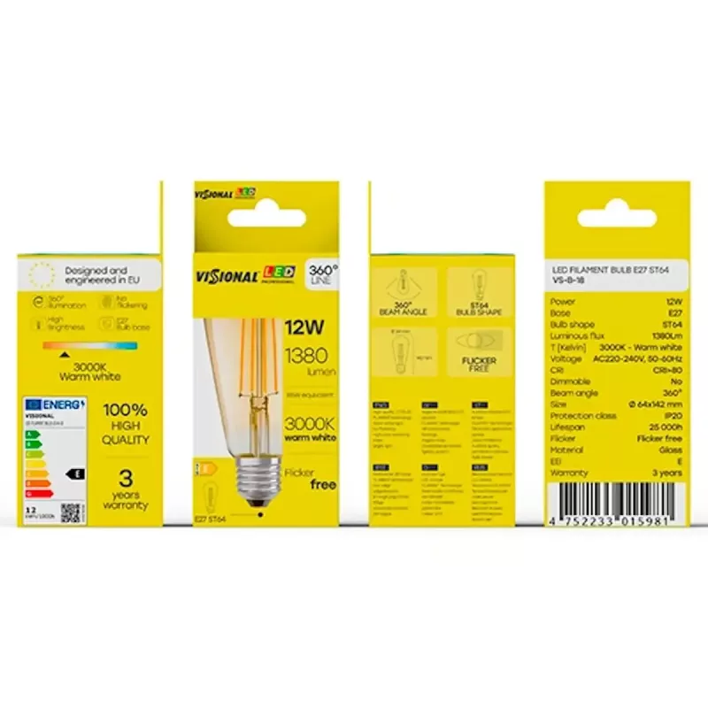 Λαμπτήρας LED VISIONAL VS-B-18 12W 1380 lm 3000K