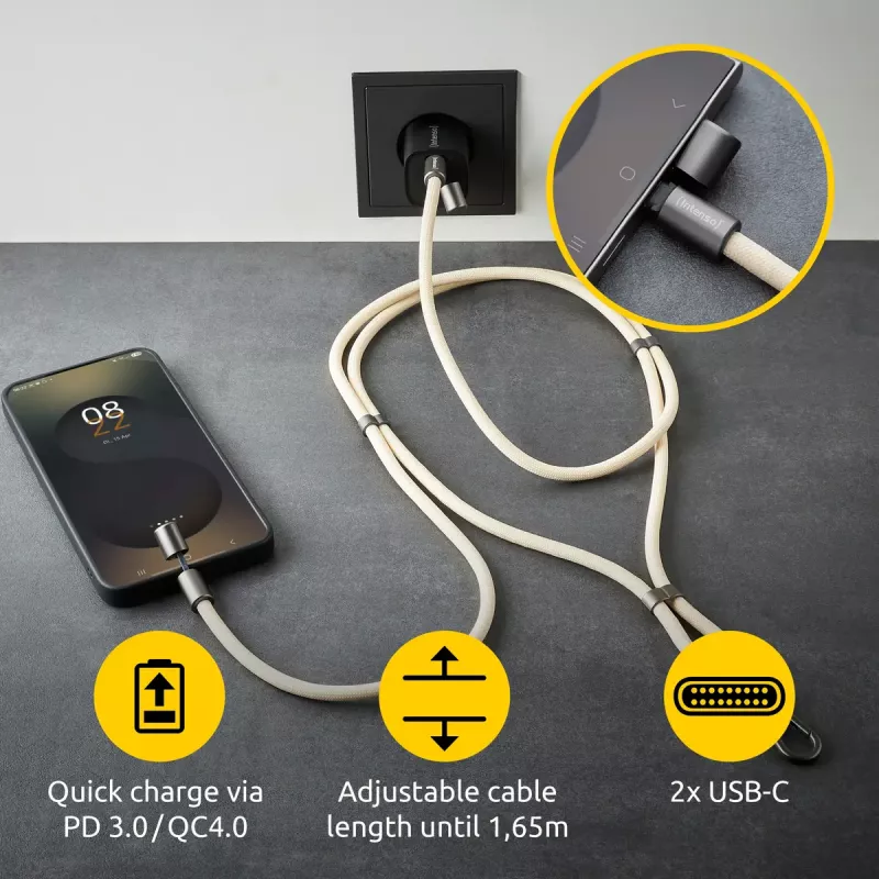 Καλώδιο USB Intenso αλυσίδα κινητού 1,65 m USB-C μπεζ