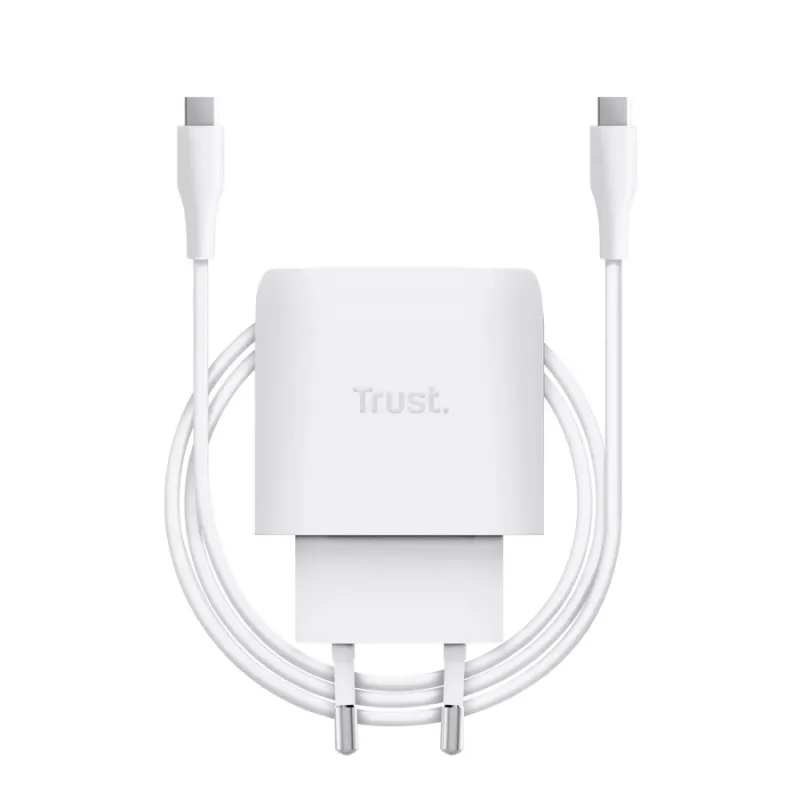 TRUST Maxo 45W Φορτιστής USB-C GaN, 45 W, έξοδος USB-C, έως 20 V, καλώδιο 2 m, Λευκό
