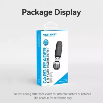 Vention CLGB0 αναγνώστης καρτών 2 σε 1, USB 3.0 A, SD + TF, διπλό γράμμα μονάδας, μαύρος