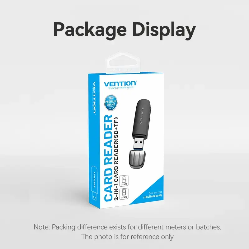 Vention CLGB0 αναγνώστης καρτών 2 σε 1, USB 3.0 A, SD + TF, διπλό γράμμα μονάδας, μαύρος