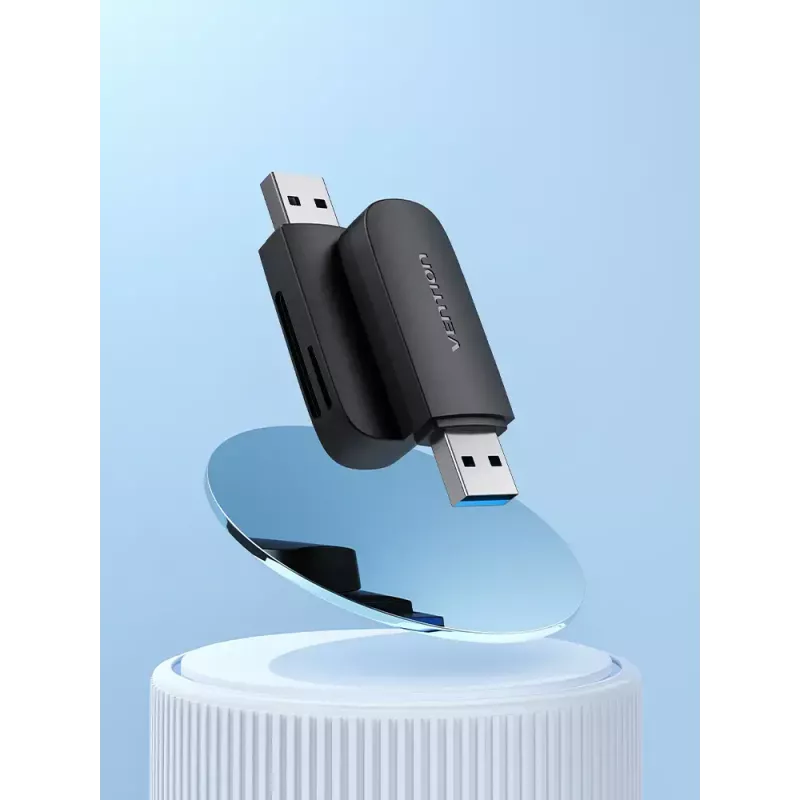Vention CLGB0 αναγνώστης καρτών 2 σε 1, USB 3.0 A, SD + TF, διπλό γράμμα μονάδας, μαύρος