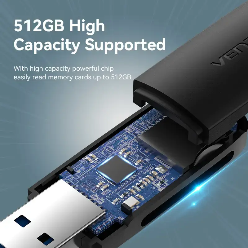 Vention CLGB0 αναγνώστης καρτών 2 σε 1, USB 3.0 A, SD + TF, διπλό γράμμα μονάδας, μαύρος