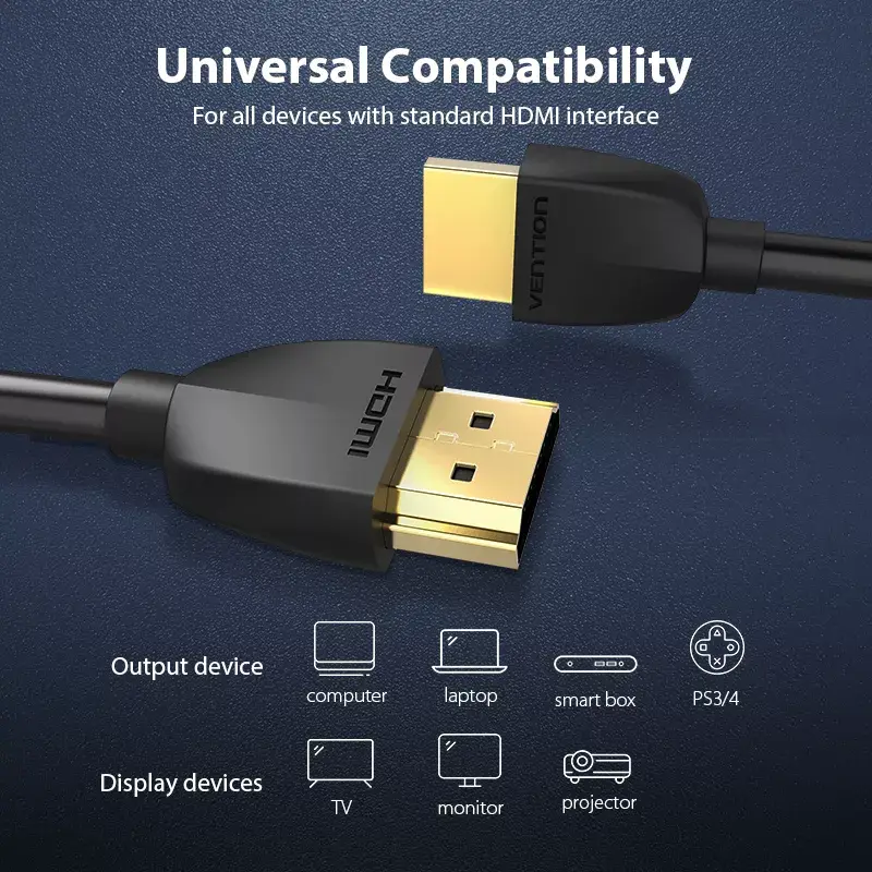 Vention Φορητό καλώδιο HDMI 1M μαύρο 2.0 18 Gbit/s