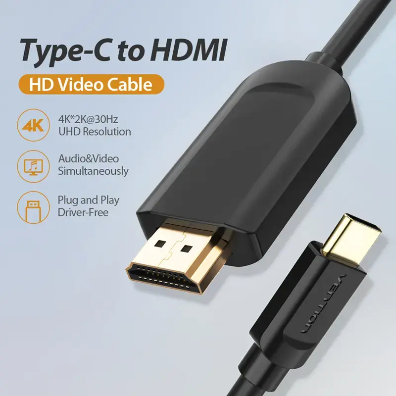 Καλώδιο Vention Type-C σε HDMI 2 m μαύρο USB Type-C HDMI