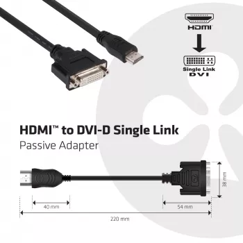 Παθητικός προσαρμογέας CLUB3D HDMI σε DVI Single Link 0,40 m HDMI DVI