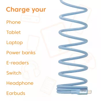 Club 3D CAC-3030 καλώδιο USB-C Magnetic-Coil, 240 W PD3.1, αμφίδρομο, γρήγορη φόρτιση, 2 m (6,56 ft), μπλε