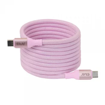 Καλώδιο CLUB3D USB-C Magnetic-Coil 240W ροζ 2m USB 2.0