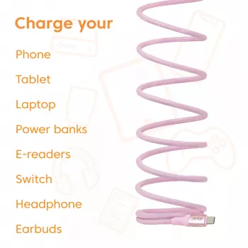 Καλώδιο CLUB3D USB-C Magnetic-Coil 240W ροζ 2m USB 2.0
