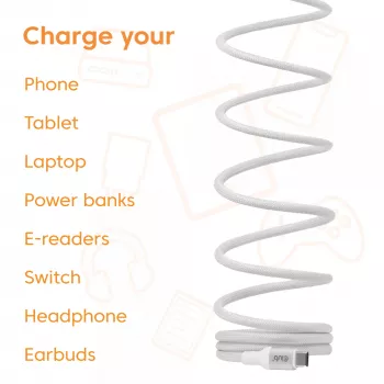 Καλώδιο USB-C Magnetic-Coil Club 3D CAC-3032 — λευκό, σχέδιο με μαγνητικά πηνία για φόρτιση και μεταφορά δεδομένων