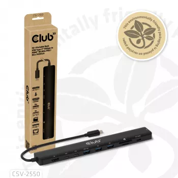Φορητό dock CLUB3D 10-σε-1 USB Type-C® 10Gbps σε HDMI™ 8K30Hz PD3.1 έως 140 Watt