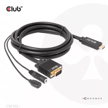 Club 3D CAC-1712 καλώδιο HDMI σε VGA M/M με τροφοδοσία Micro-USB και ήχο 3,5 mm, 2 m (6,56 ft), 28AWG