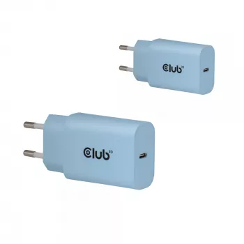 Φορτιστής CLUB3D 2 τεμ. USB-C 30 Watt λευκό, εσωτερικού χώρου, AC, μπλε