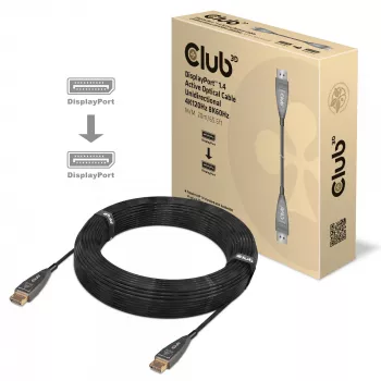 Ενεργό οπτικό καλώδιο CLUB3D DisplayPort 1.4 μονόδρομο 4K120Hz 8K60Hz αρσενικό/αρσενικό 20m/65.62ft