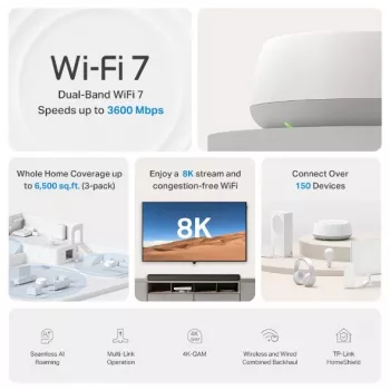 TP-Link DECO BE22(1-PACK) σύστημα Mesh-WLAN Dualband (2,4 GHz / 5 GHz) Wi-Fi 7 (802.11be) λευκό 2 εσωτερικές