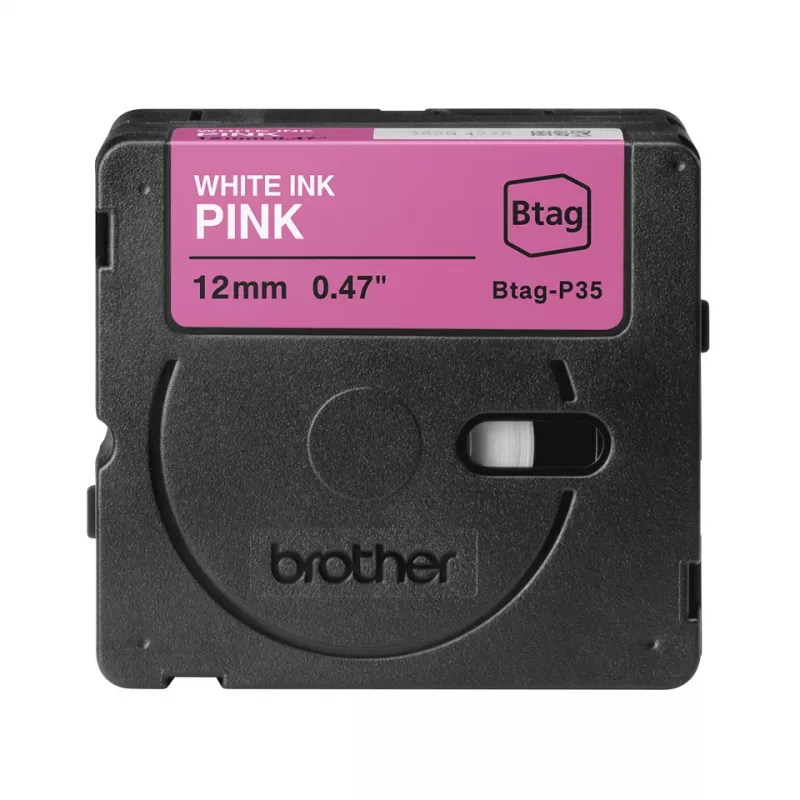 Μελανοταινία ετικετών Brother BTAG-P35 Λευκό σε Ροζ 1,2 cm 4 m