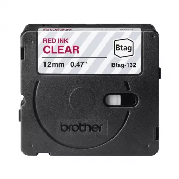 Μελανοταινία ετικετών Brother BTAG-132 Κόκκινο σε διαφανές 1,2 cm 4 m