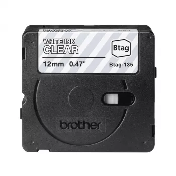 Μελανοταινία ετικετών Brother BTAG-135 Λευκό σε διαφανές 1,2 cm 4 m