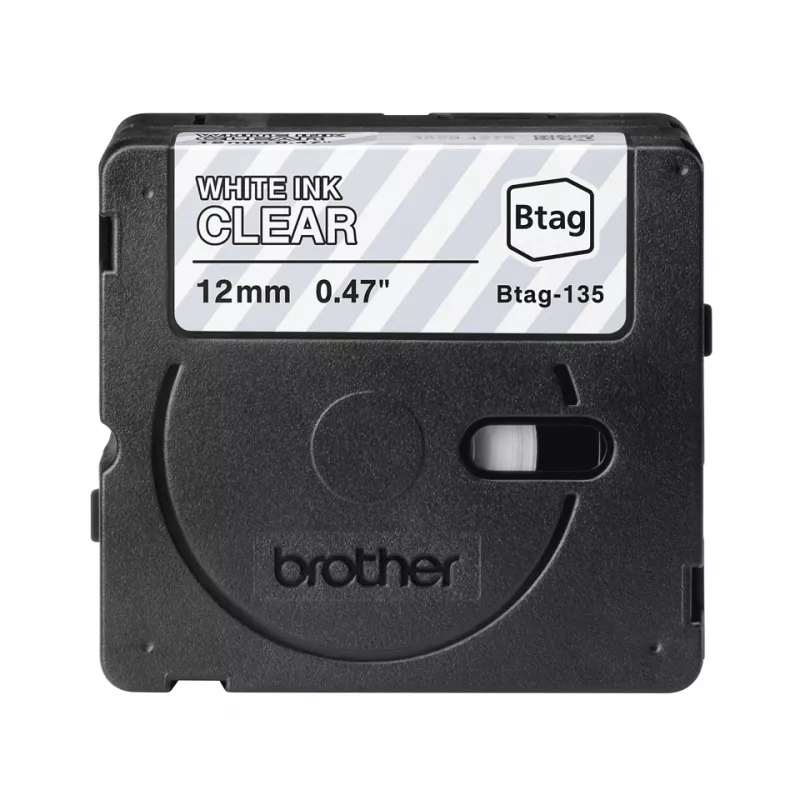 Μελανοταινία ετικετών Brother BTAG-135 Λευκό σε διαφανές 1,2 cm 4 m