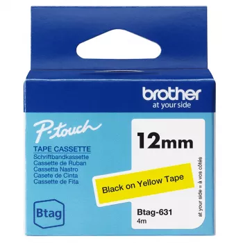 Μελανοταινία ετικετών Brother BTAG-631 Μαύρο σε Κίτρινο 1,2 cm 4 m