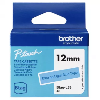 Μελανοταινία ετικετών Brother BTAG-L33 Μπλε σε Ανοιχτό μπλε 1,2 cm 4 m