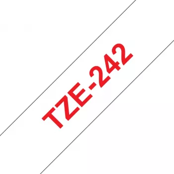 Πλαστικοποιημένη ταινία Brother TZe242 18 mm κόκκινο σε λευκό