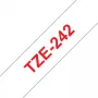 Πλαστικοποιημένη ταινία Brother TZe242 18 mm κόκκινο σε λευκό