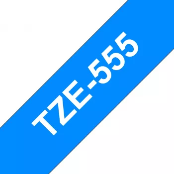 Πλαστικοποιημένη ταινία Brother TZe555 24 mm λευκό σε μπλε