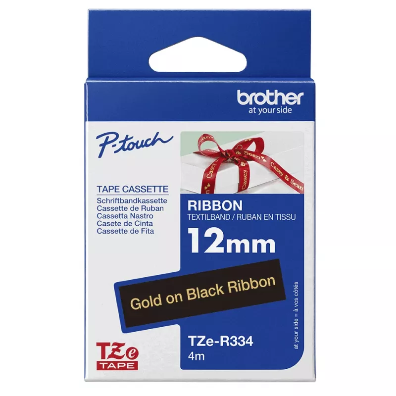 Ταινία ετικετών Brother TZE-R334 χρυσό σε μαύρο