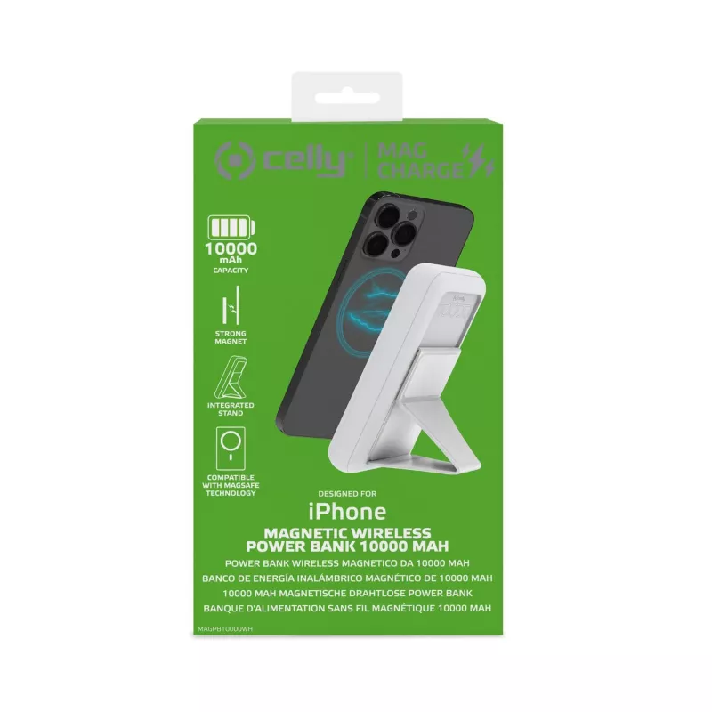 Celly MAGPB10000WH Powerbank 10000 mAh Ασύρματη φόρτιση Λευκό