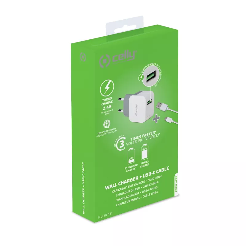 Celly TCUSBTYPEC φορτιστής για φορητές συσκευές Universal λευκό USB εσωτερικού χώρου