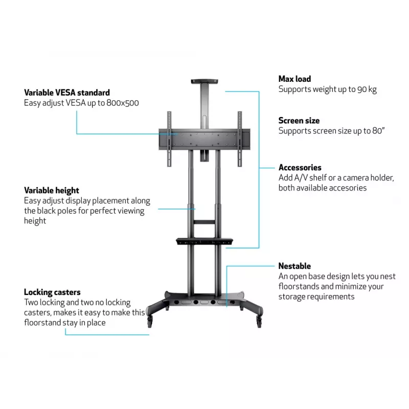 Multibrackets M Public Floorstand Basic 180 με ράφι & βάση κάμερας