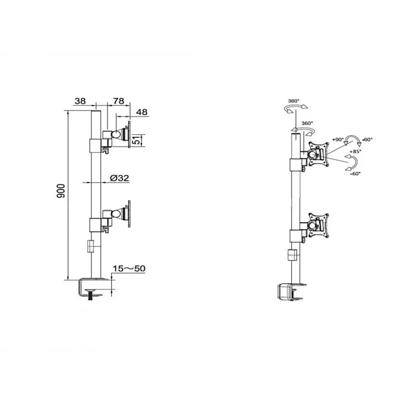 Desk Mount Multibrackets M VESA Officeline Dual Vertical μαύρο