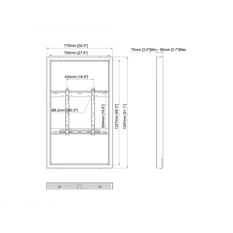 Multibrackets M Pro Series θήκη 55 ίντσες τοίχου μεσαίο μαύρο χάλυβας οριζόντια/κάθετη