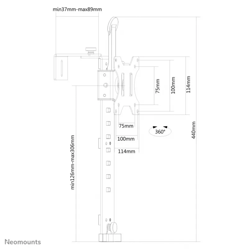 Neomounts FPMA-CH100μαύρο βάση οθόνης 10–30 ίντσες – για χωρίσματα – περιστρεφόμενη