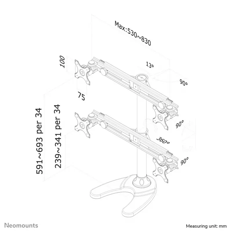Neomounts FPMA-D700DD4 βάση οθόνης 19-30 ίντσες
