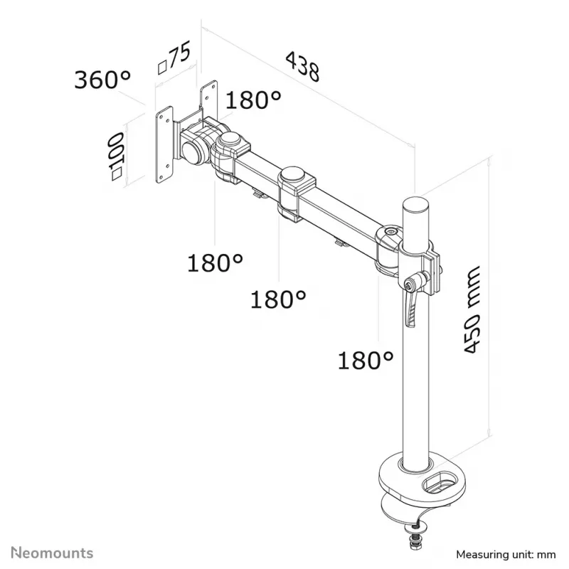 Βραχίονας οθόνης Neomounts FPMA-D960G 10-30 inch