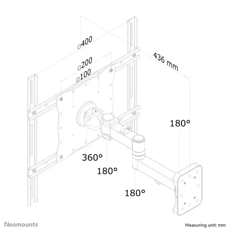 Επιτοίχια βάση οθόνης/TV Neomounts FPMA-W960 23-52 inch – πλήρως κινητή