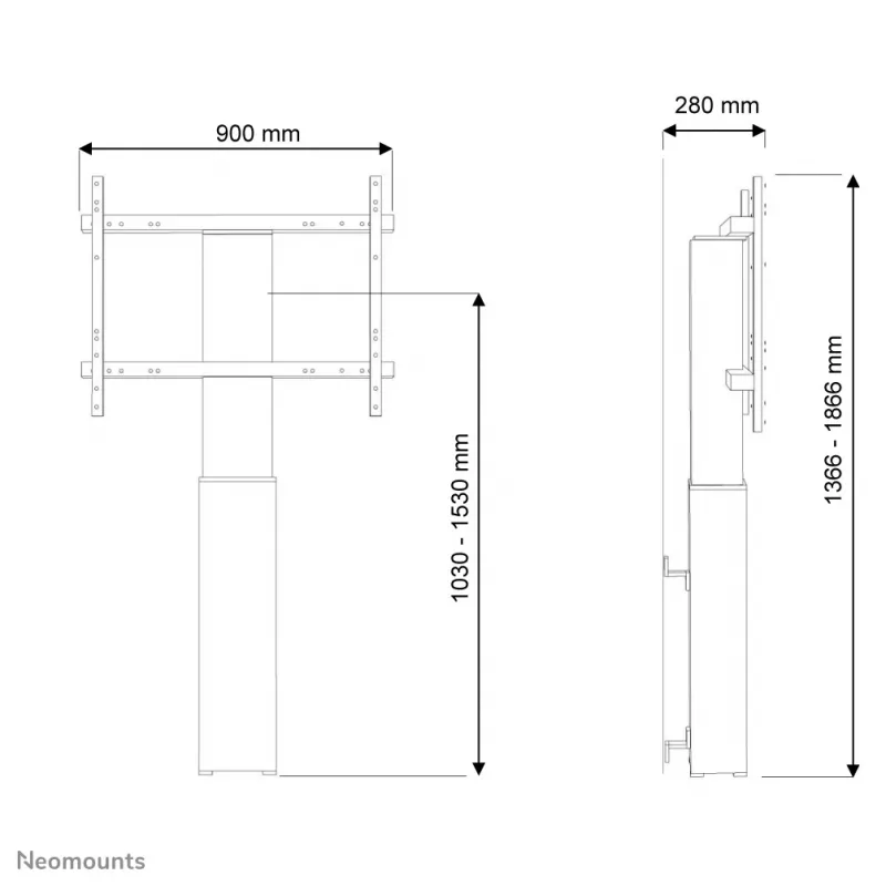 Βάση TV δαπέδου Neomounts PLASMA-W2250SILVER 42-100 inch – επιτοίχια – μοτοριζέ