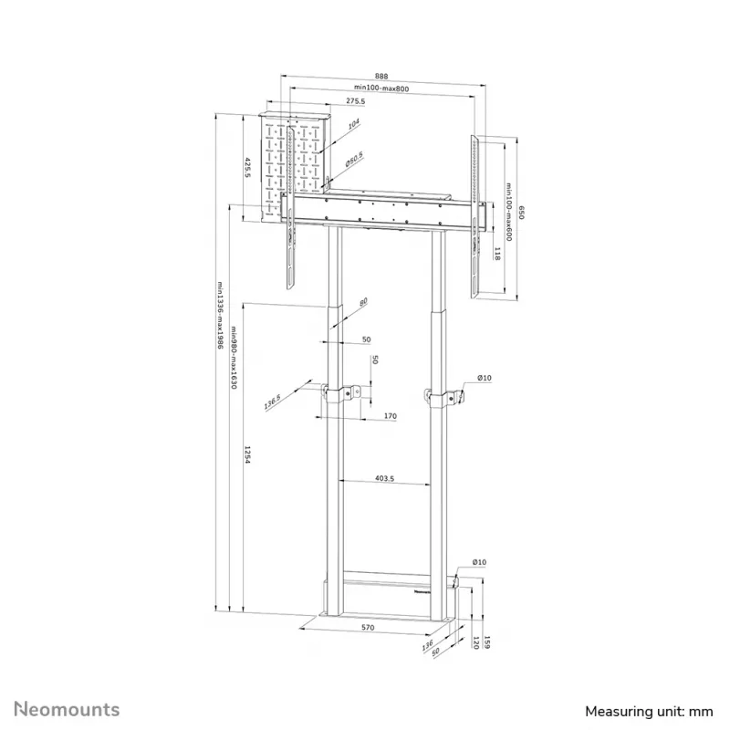 Μοτοριζέ επιτοίχια βάση Neomounts WL55-875WH1 110 kg 55-100 inch