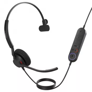 Jabra Engage 40 (Inline Link) MS ακουστικά με μικρόφωνο mono, USB-A, ενσύρματα, on-ear, για κέντρα επικοινωνίας, μαύρα