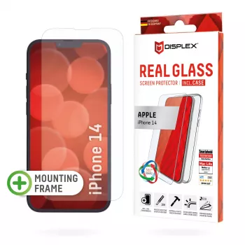 Displex προστασία οθόνης (10H) + θήκη για Apple iPhone 14, Eco πλαίσιο τοποθέτησης, + θήκη, Βαμμένο γυαλί, ανθεκτική στις γρατσουνιές μεμβράνη προστασίας