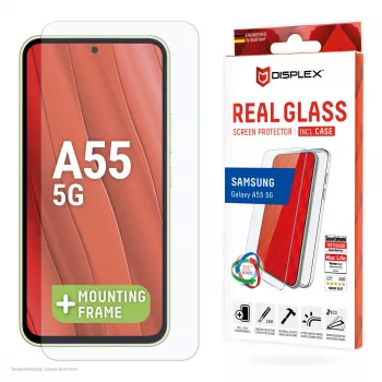 Displex μεμβράνη προστασίας οθόνης + θήκη για Samsung Galaxy A55 5G, Eco πλαίσιο τοποθέτησης, ανθεκτική στις γρατσουνιές